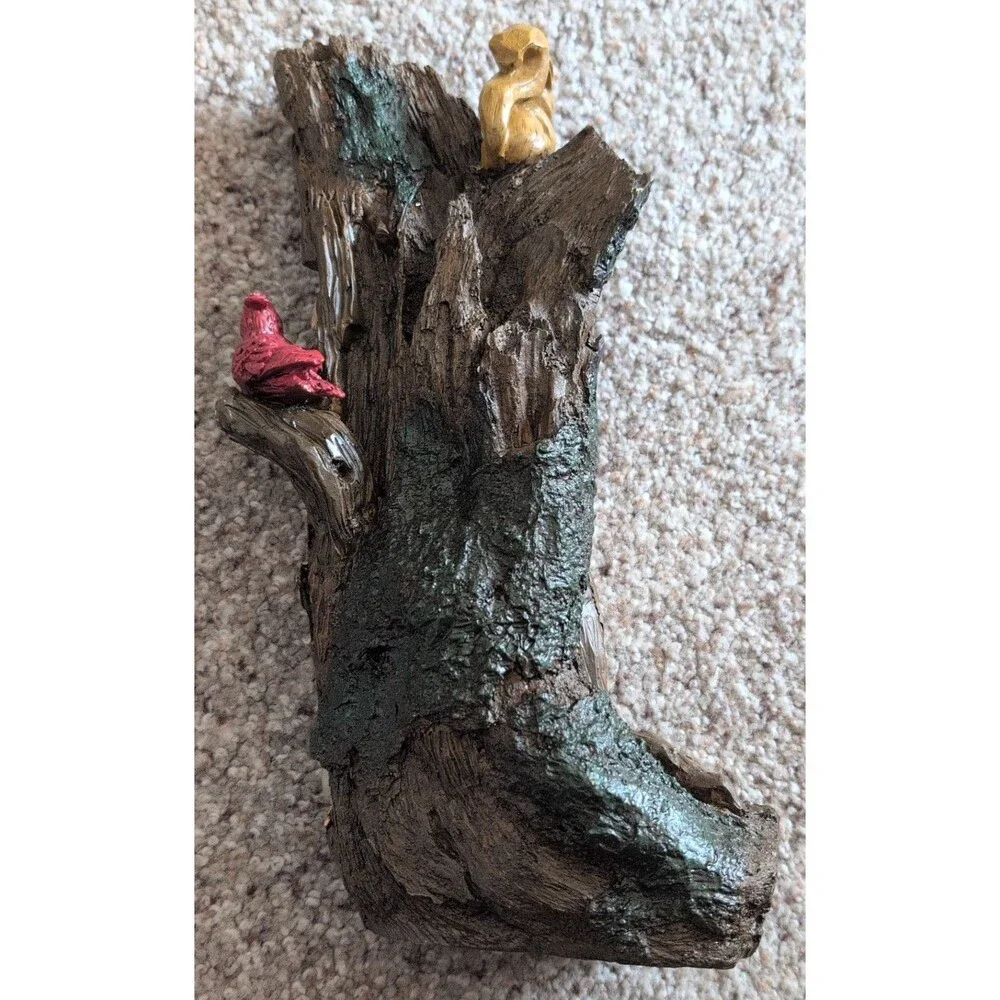 Woodland Santa Face Faux Wood Christmas Holiday Statue Figurine Vintage 11.5